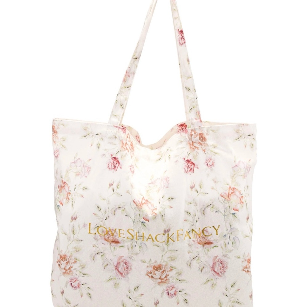 LoveShackFancy Floral Tote - Cream and Pink